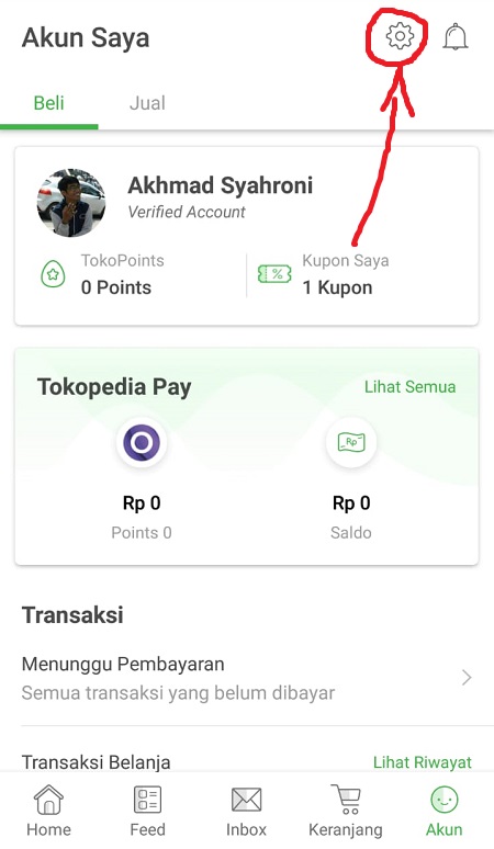 Menu Akun Tokopedia Menu Akun Tokopedia