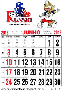 Calendário Calendário copa mundial 2018 Rússia
