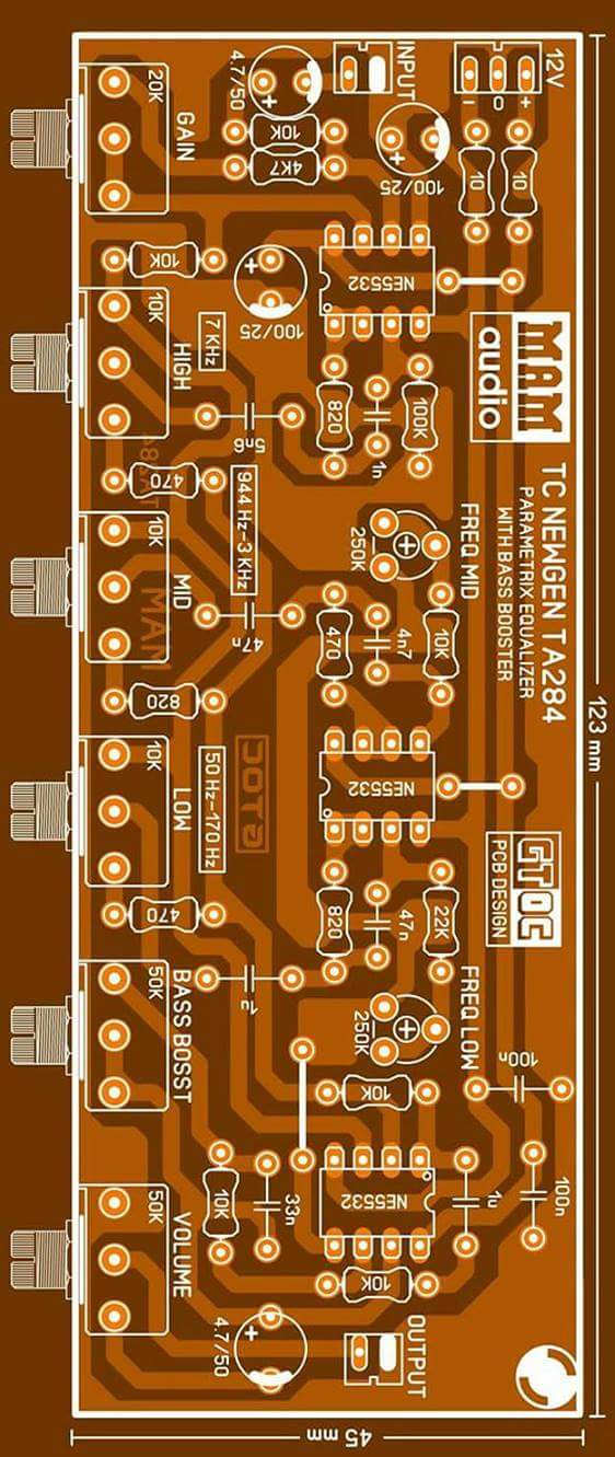 PCB Layout Design - Electronic Circuit audio preamp diagram 