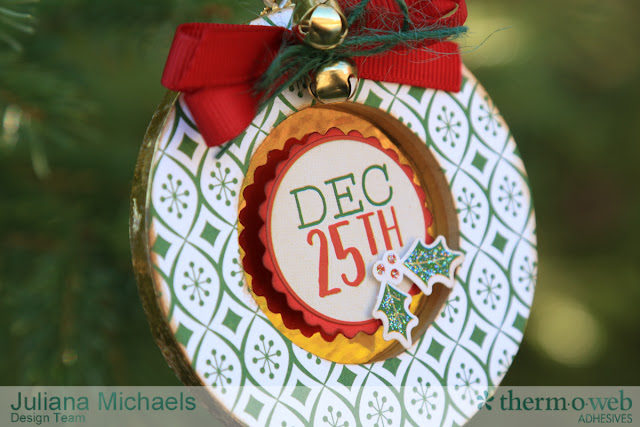 Altered Wooden Christmas Ornament Frames by Juliana Michaels featuring Therm O Web Deco Foil and Adhesives