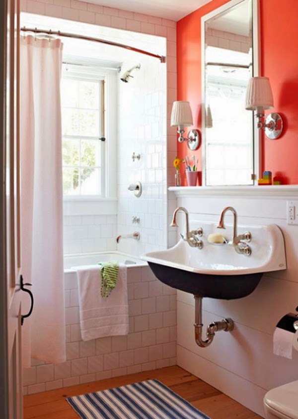 10 Baños en naranja y blanco - Colores en Casa