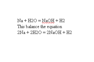 Chemical Formula Equation Na H2o Naoh H2.