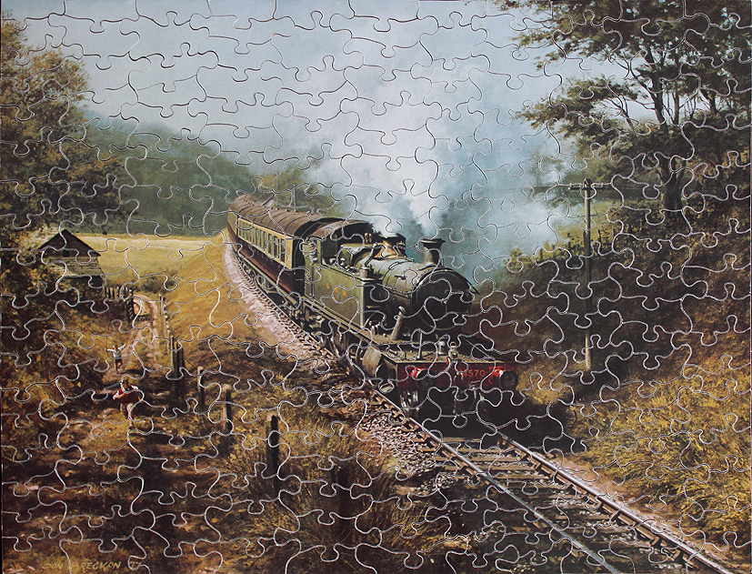 STEAM TRAINS AND JIGSAW PUZZLES Two Wooden Puzzles