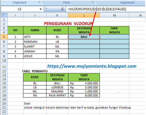 Latihan Soal Excel Penggunaan Fungsi Hlookup Dan Vlookup Disertai Dengan Soal Latihan