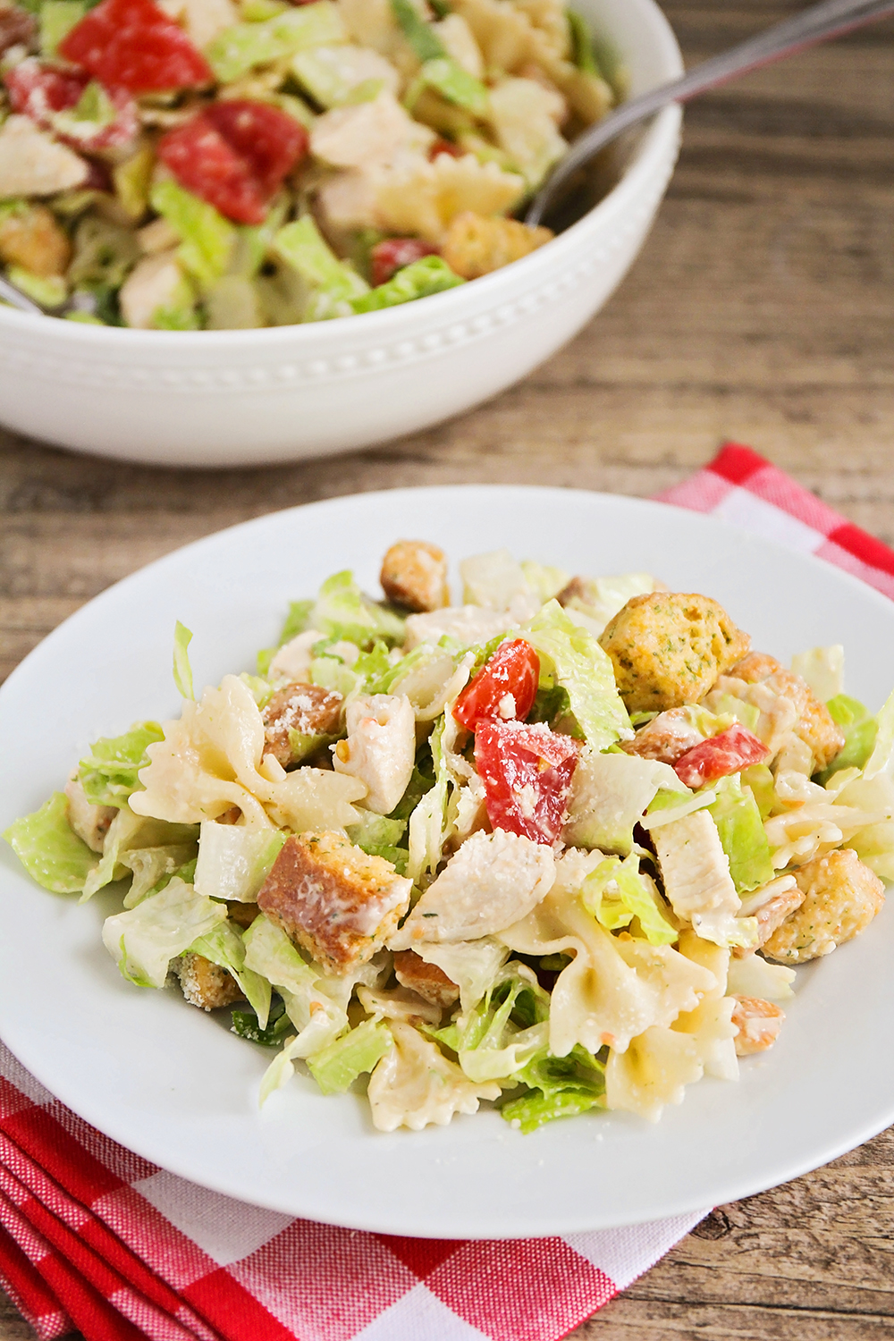 Chicken Caesar Pasta Salad - The Baker Upstairs