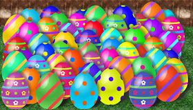 Grafik mit vielen bunten Eiern