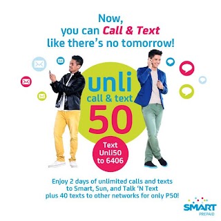 Smart Unli 50 promo lets you enjoy 2 days unlimited calls and texts Smart Unli 50 promo lets you enjoy 2 days unlimited calls and texts