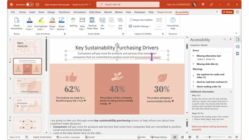 Microsoft improves accessibility feature on PowerPoint with Office Build 14630