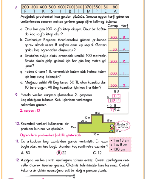 3. Sınıf Berkay Yayınları Matematik Ders Kitabı 164.Sayfa Cevapları 3. Sınıf Berkay Yayınları Matematik Ders Kitabı 164.Sayfa Cevapları