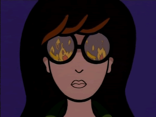 Daria's glasses reflecting fire gif