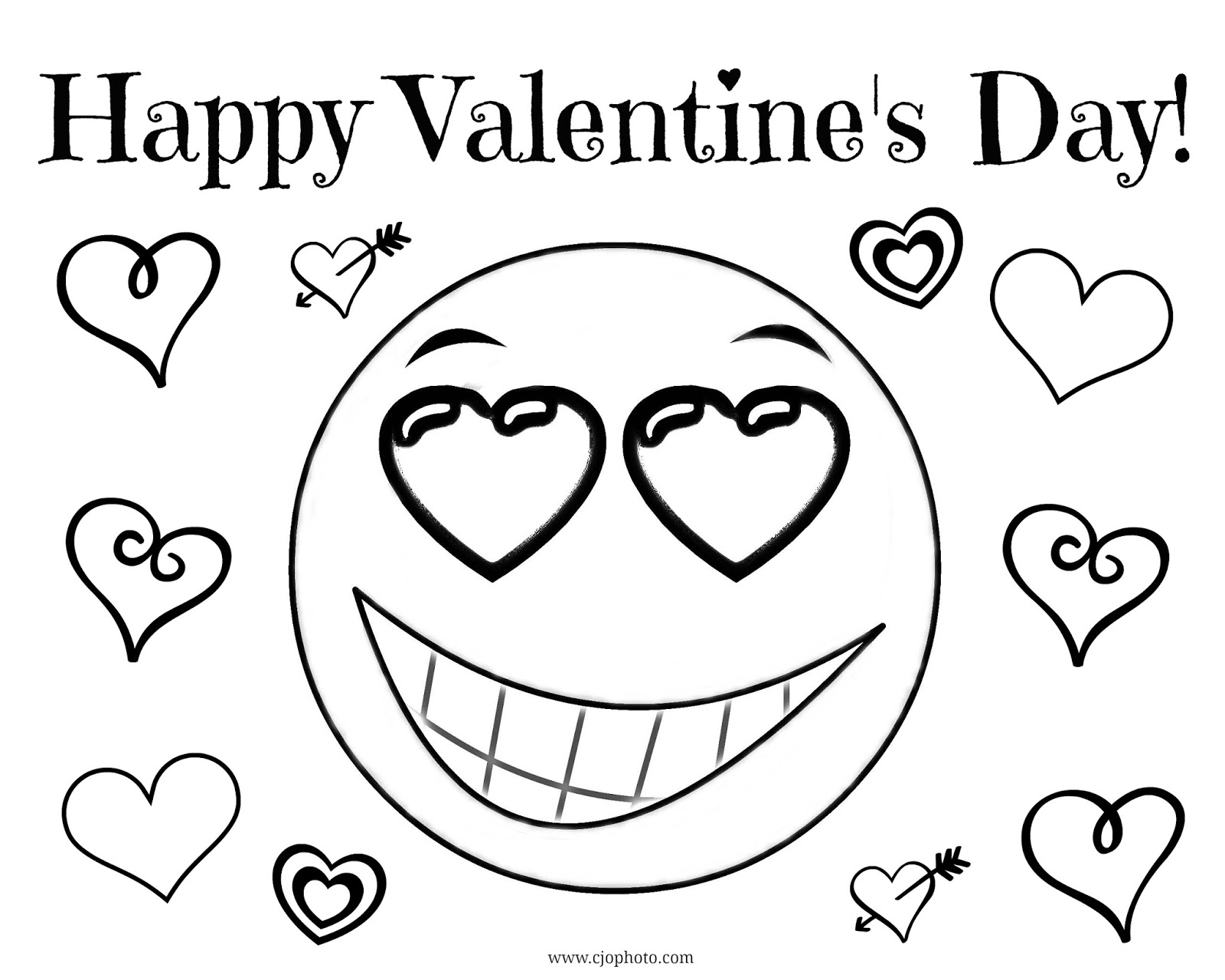 CJO Photo Valentine's Day Coloring Page Happy Valentine's Day Emoji