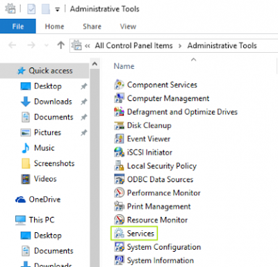 Isi Administrative Tools dari Control pada Windows 10