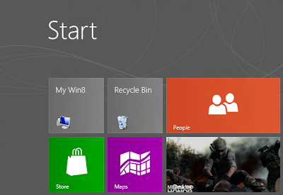 My computer and recycle bin on Windows 8 start screen
