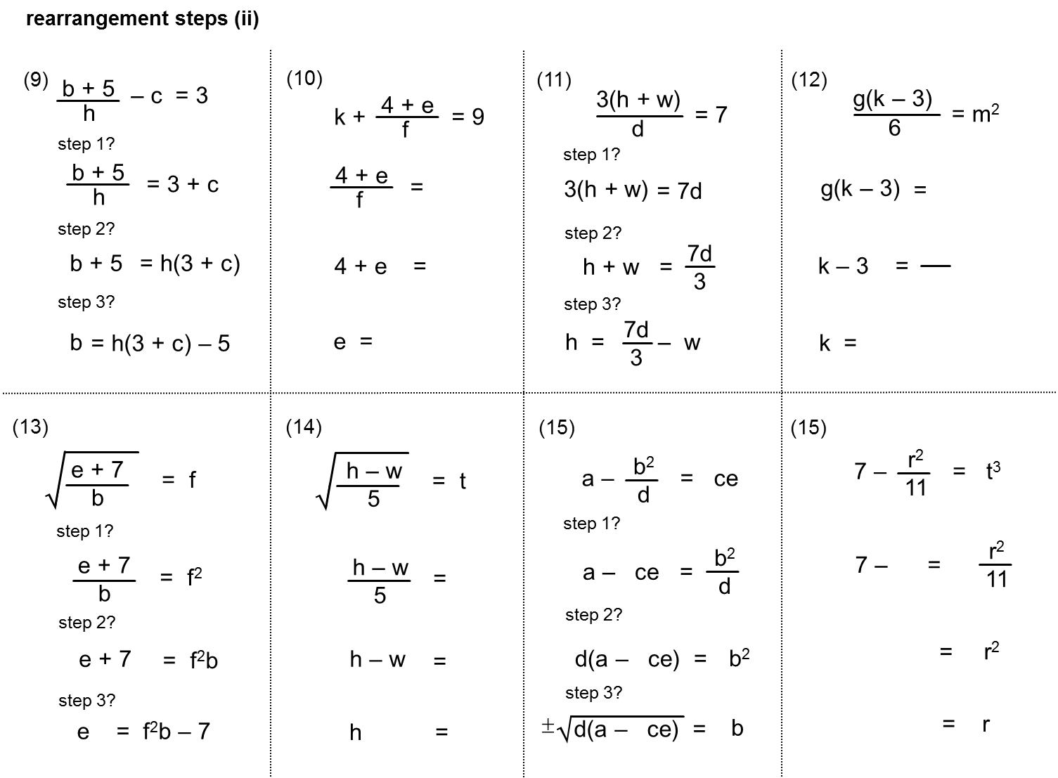 MEDIAN Don Steward mathematics teaching: rearrangement steps
