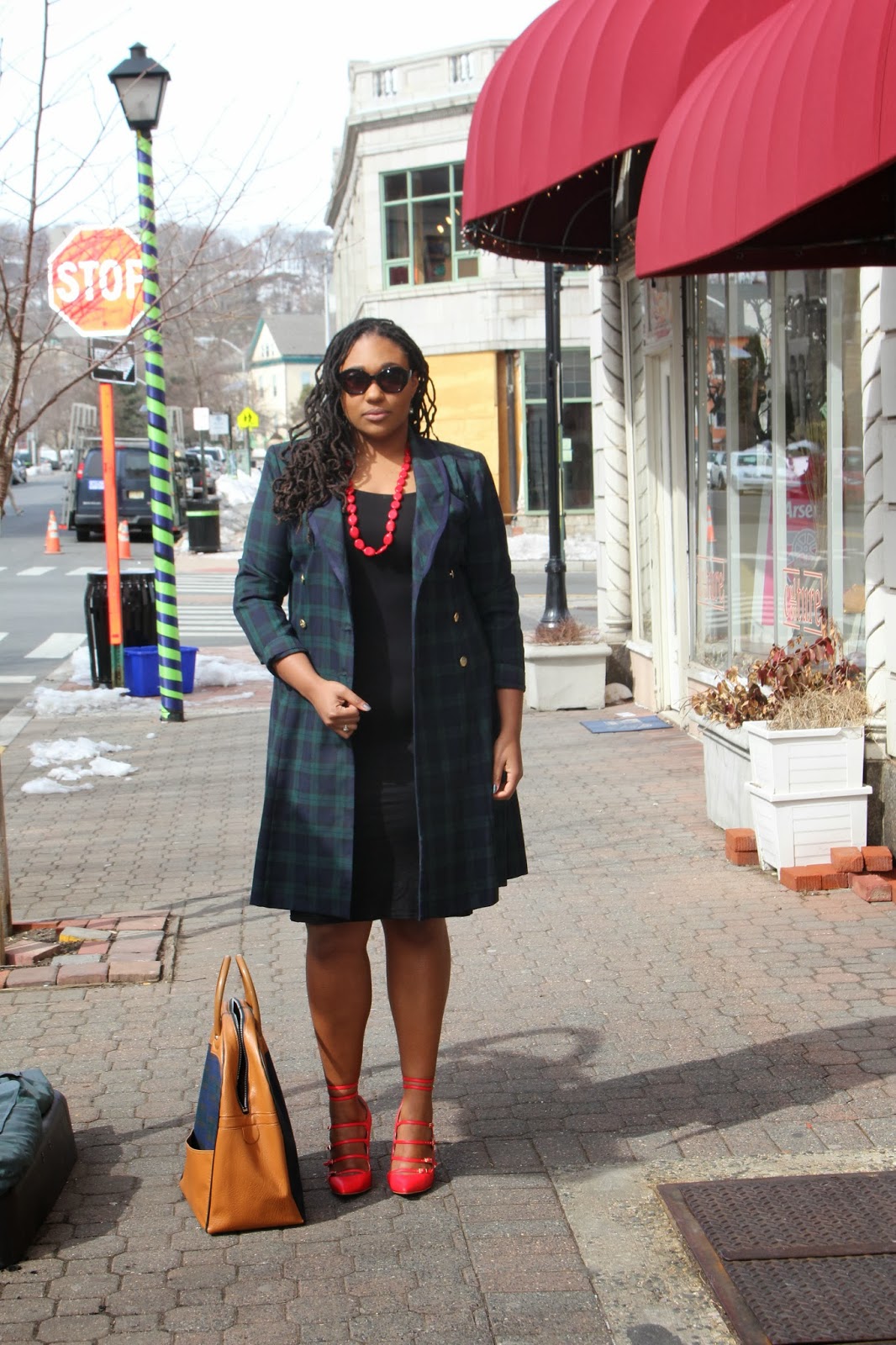 plaid blazer asos dress red shoes