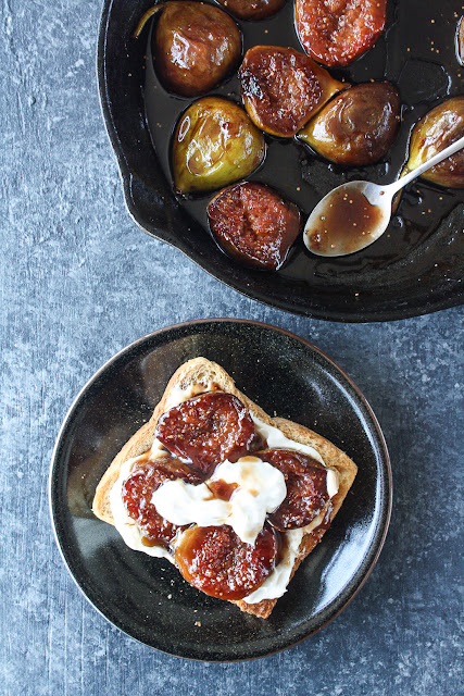 caramelized figs and ricotta on bread