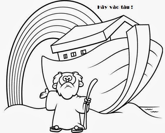 Ông Nô-ê và tàu Nô-ê -Hình Kinh Thánh tô màu