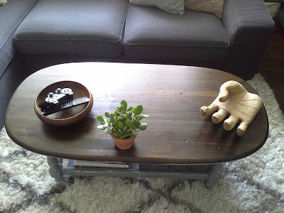 Ethan Allen coffee table grey white jacobean stain