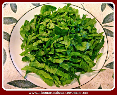 Sliced Spinach Leaves for Mushroom Tacos