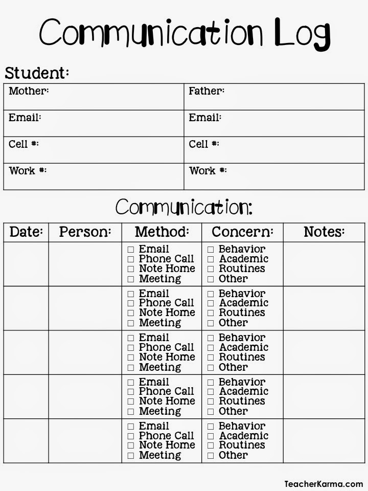 Printable Daily Communication Sheet For Parents