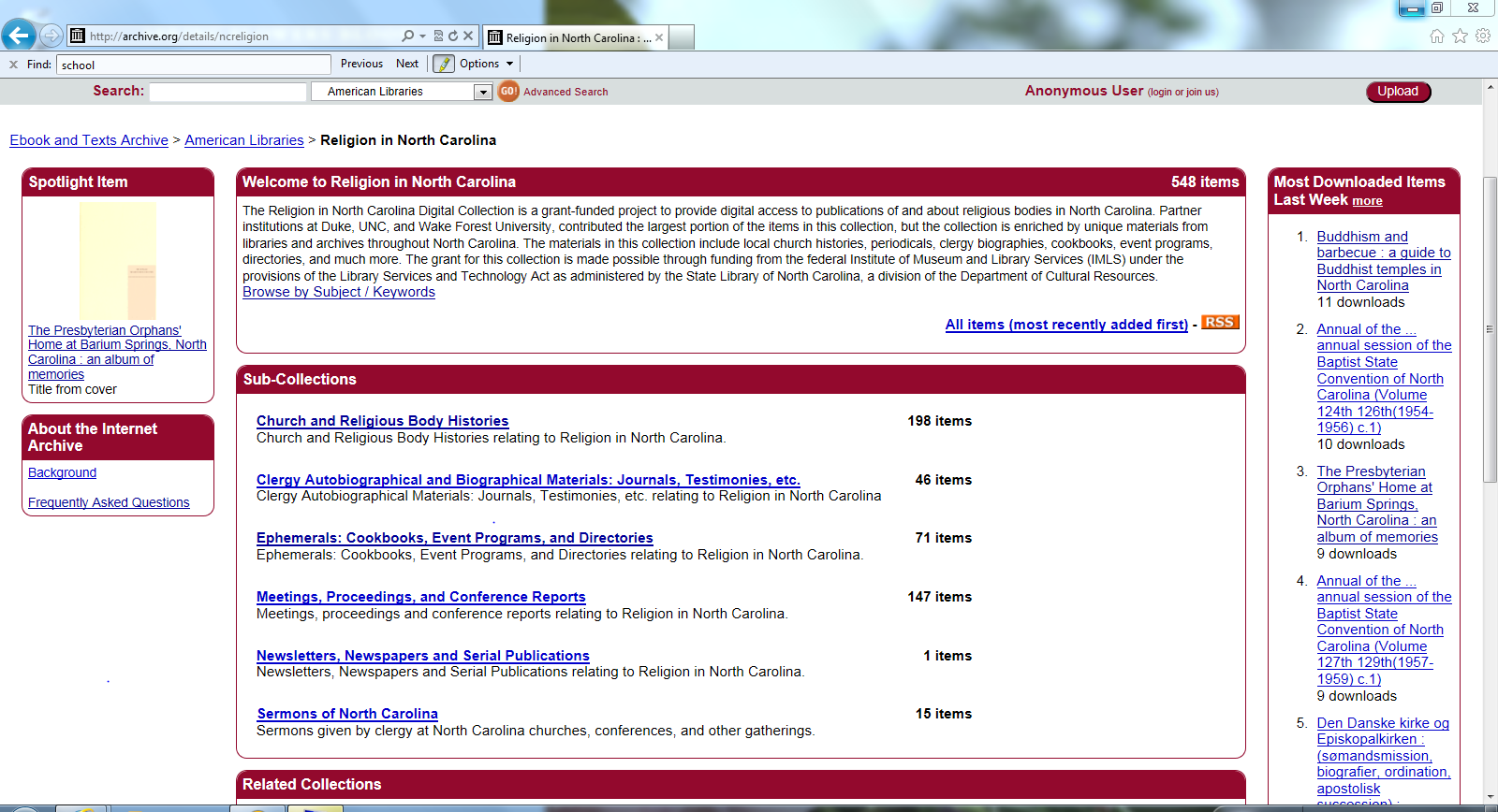 Religion in North Carolina Using the NC Religion Collection Part 1
