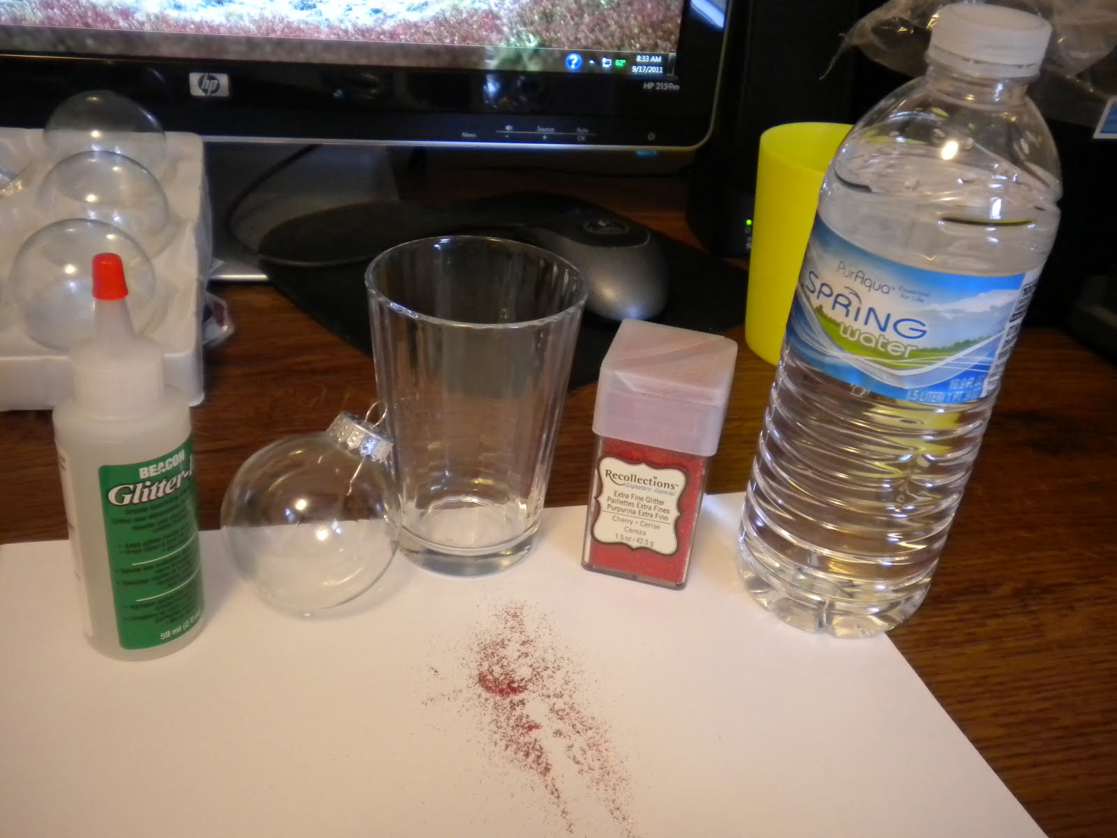 While I m Waiting Homemade Glitter Christmas Ornaments
