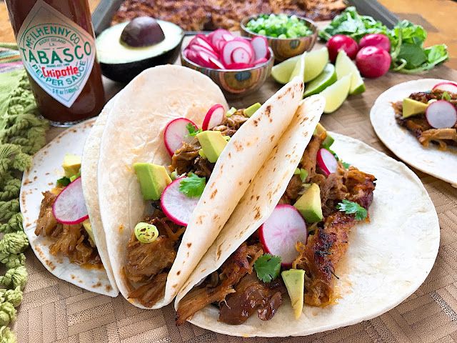 Pork Carnitas with Spicy Pineapple BBQ Sauce