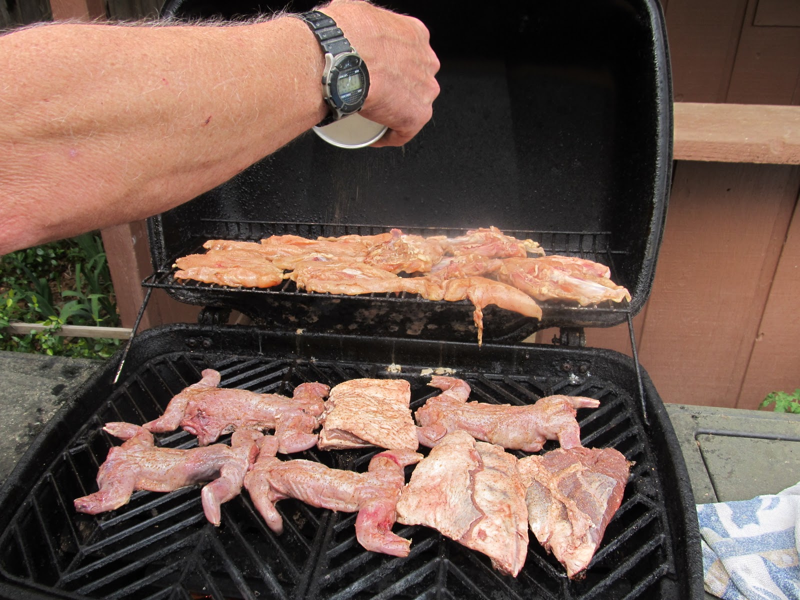 PrunePicker Barbecued squirrel, deer ribs, chicken, and white perch at