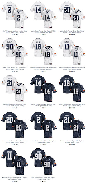 2016 Auburn Under Armour jerseys