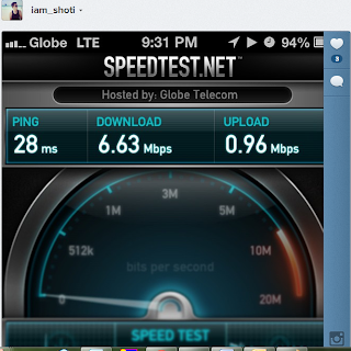 Globe iPhone 5 LTE Speed Test Sample