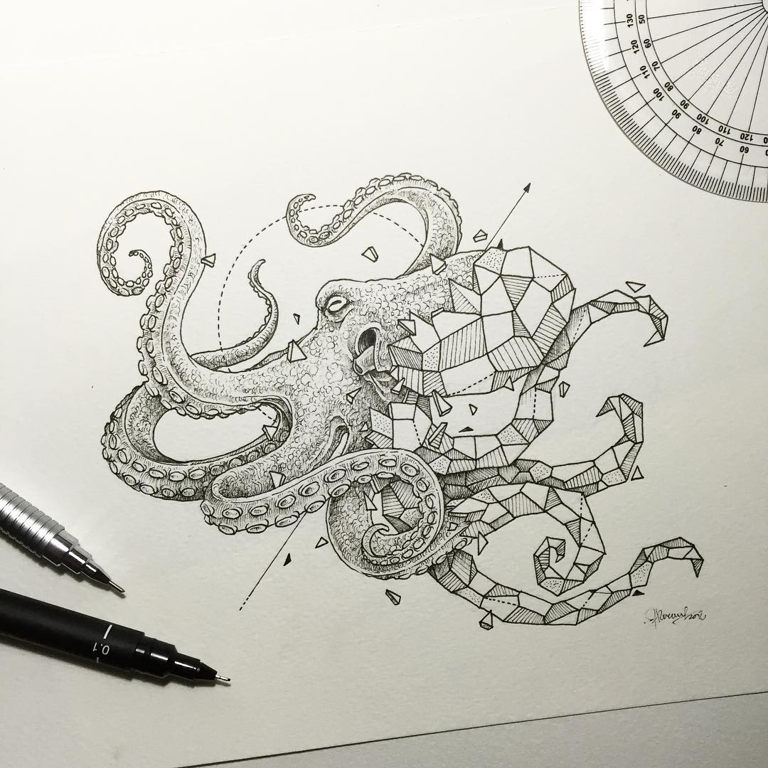 Geometric Beasts Octopus - Art Collection