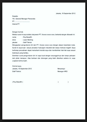 Contoh Surat Pernyataan Pengunduran Diri Dari Club Motor