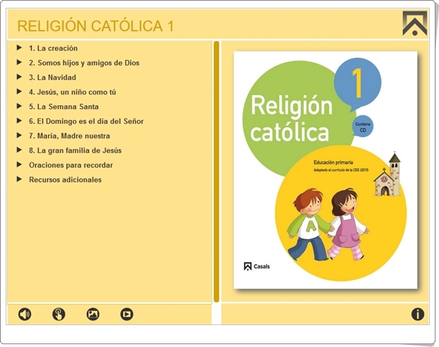 "Religión Católica 1" de Editorial Casals (Juegos, actividades interactivas y materiales didácticos de 1º de Primaria)