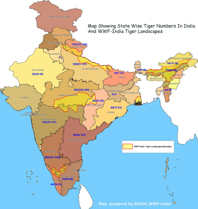Bengal Tiger In India Map - Map of world