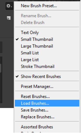 Chọn Load Brush để thêm từ máy tính của bạn Chọn Load Brush để thêm từ máy tính của bạn