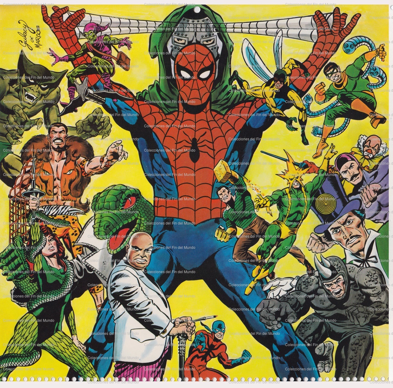 Venta de láminas de los calendarios Marvel 1980