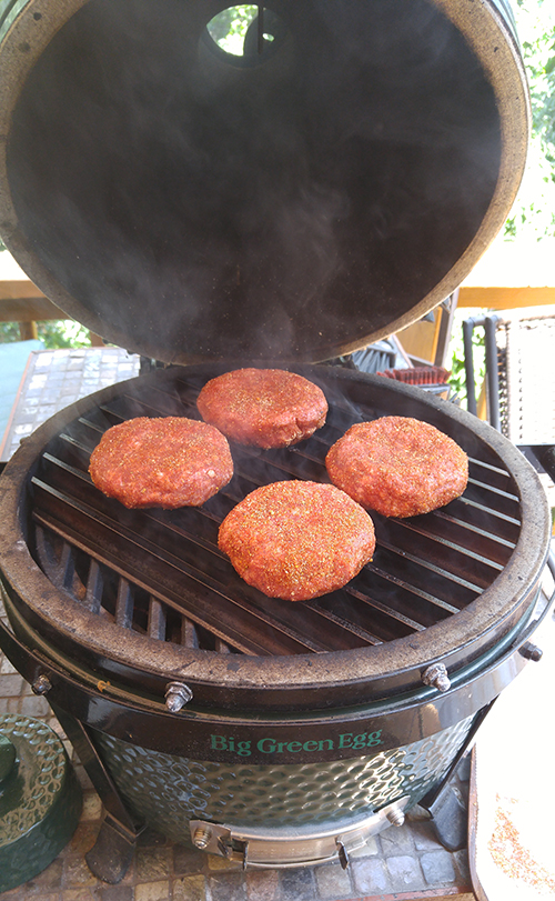 How to grill burgers on the Big Green Egg.