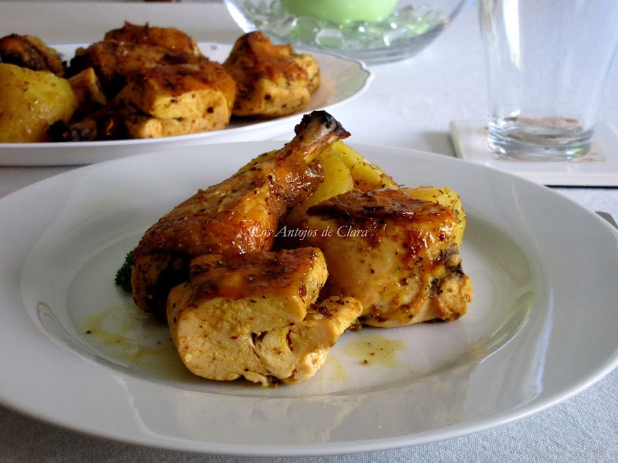 Pollo al horno con hierbas provenzales y limón