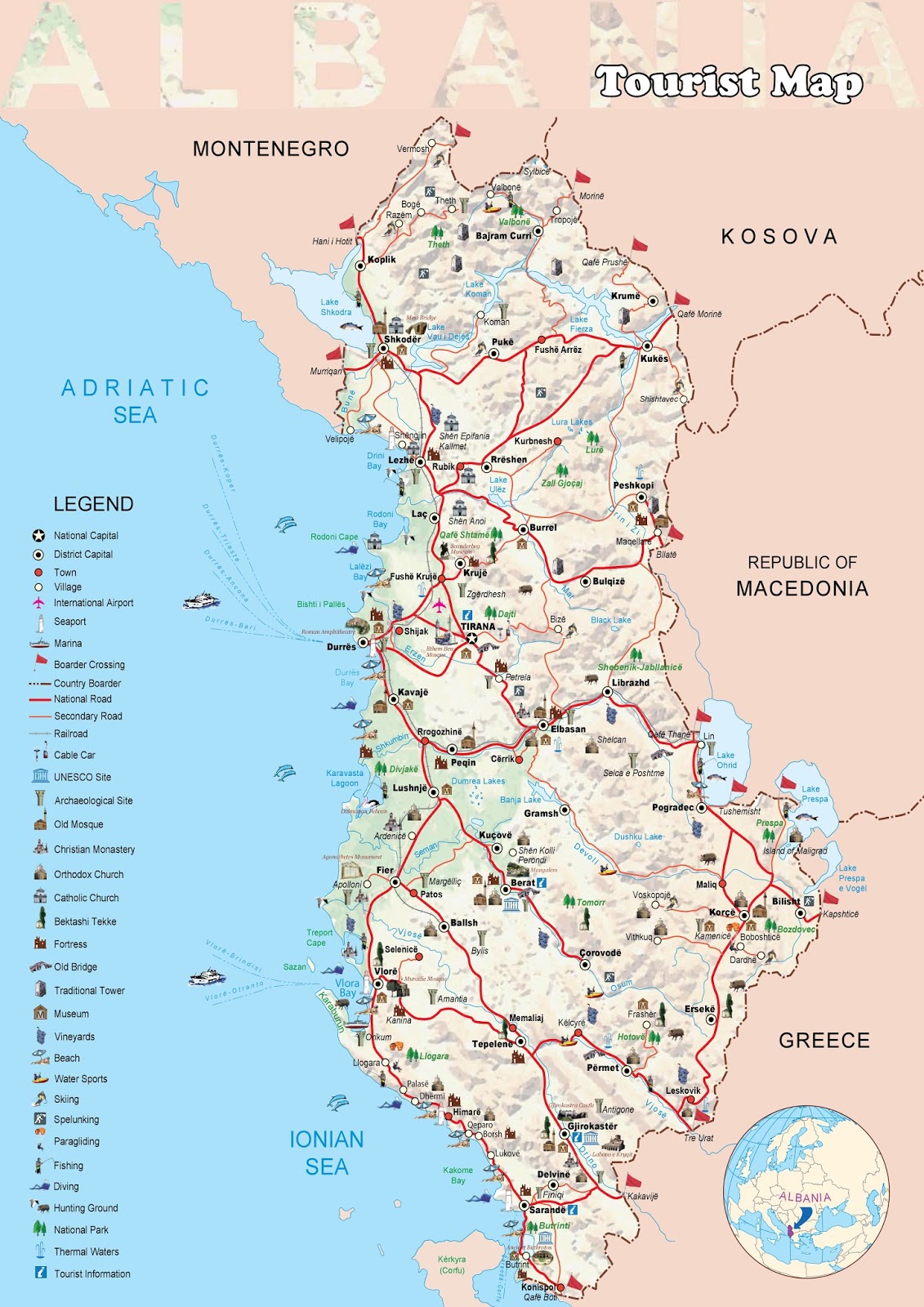 albanie carte touristique • Voyages - Cartes