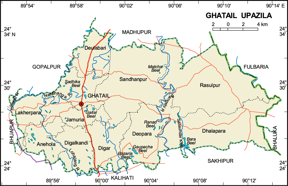 Ghatail Upazila Map Tangail District Bangladesh