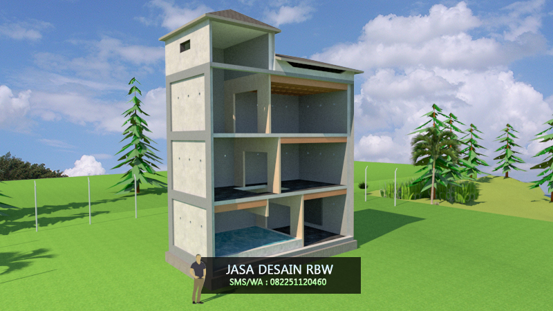 Desain Gedung Walet RBW 4X10 Lengkap Dengan Sekat Ruang 