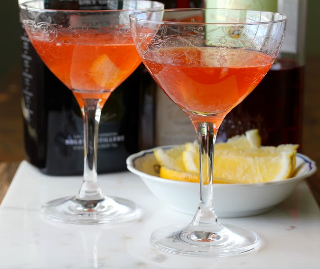 The Jasmine Martini is a beautiful deep pink color, but don't mistake it for a girlie cocktail. 