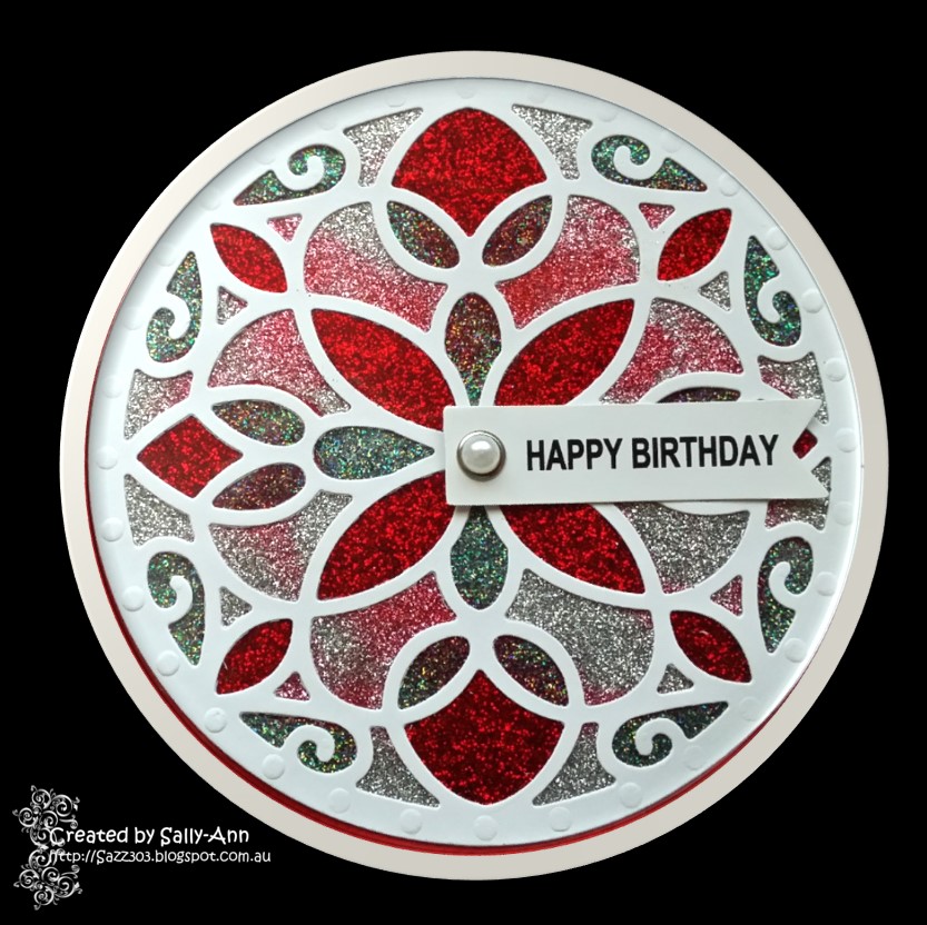 My Crafty Corner Happy Birthday (Red stained glass window technique card)