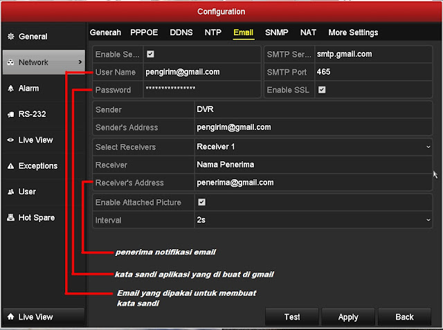 Tutorial cara setting email notifikasi dvr hikvision