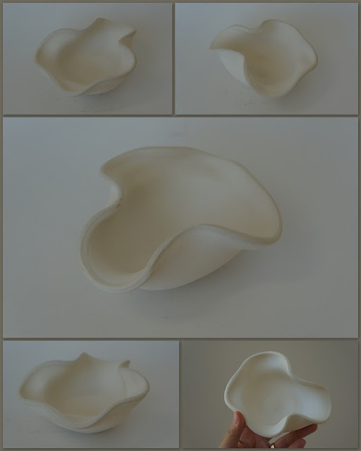 Small porcelain Tanis Saxby inspired sculptural bowl by Lily L.