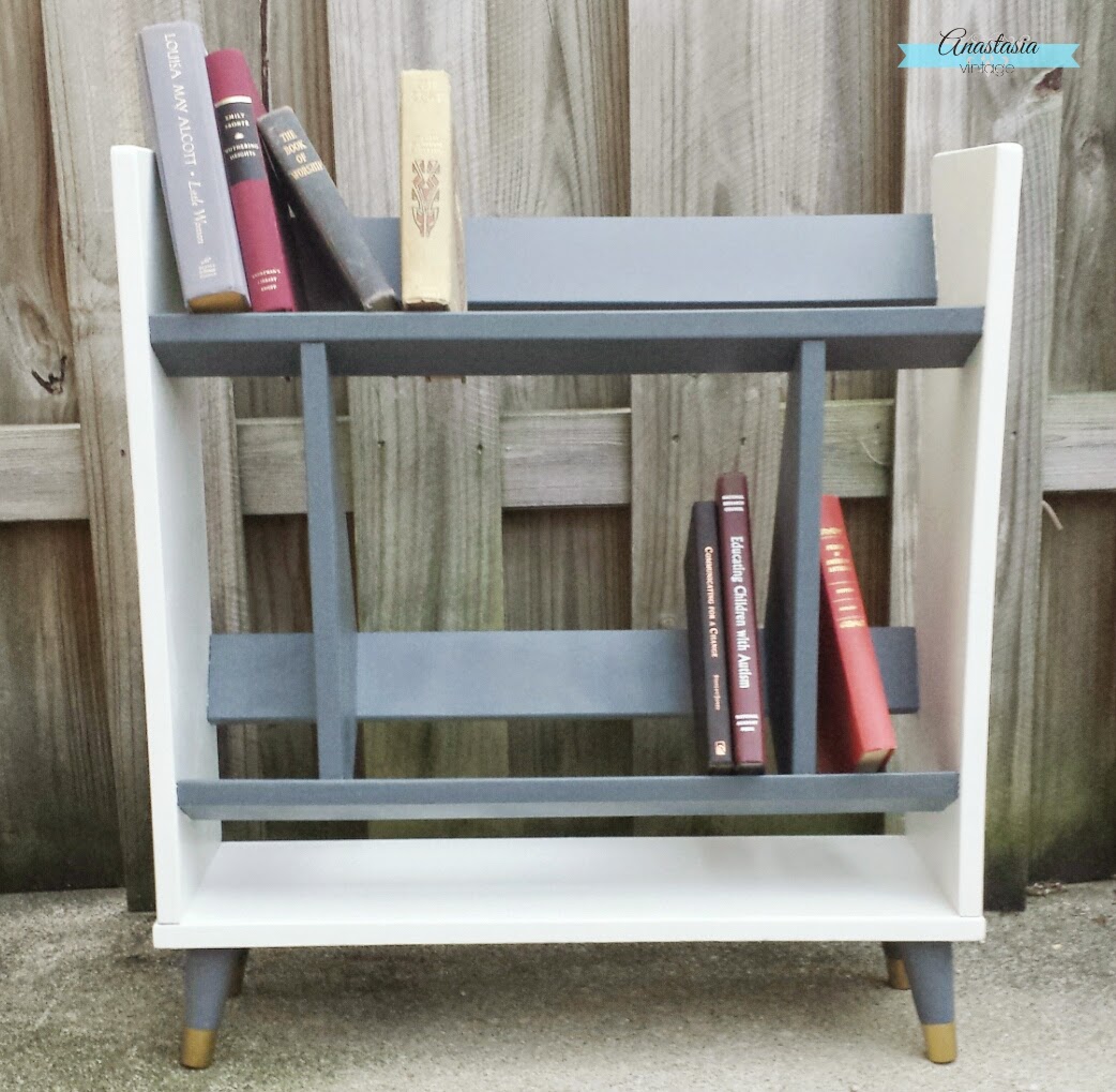 mid century modern vintage bookcase painted 