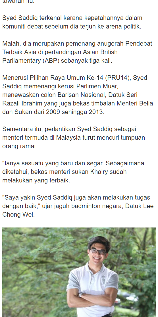 Syed Saddiq Catat Sejarah Menteri Termuda Negara Syed Saddiq Catat Sejarah Menteri Termuda Negara