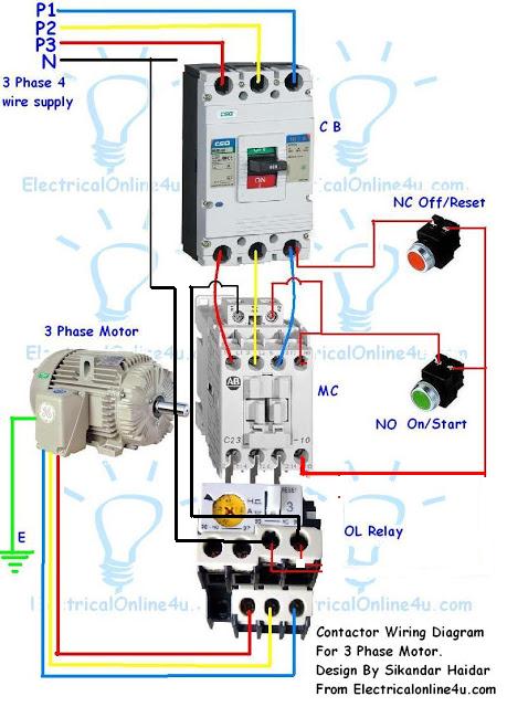 Contactor Wiring Guide For 3 Phase Motor With Circuit Breaker, Overload