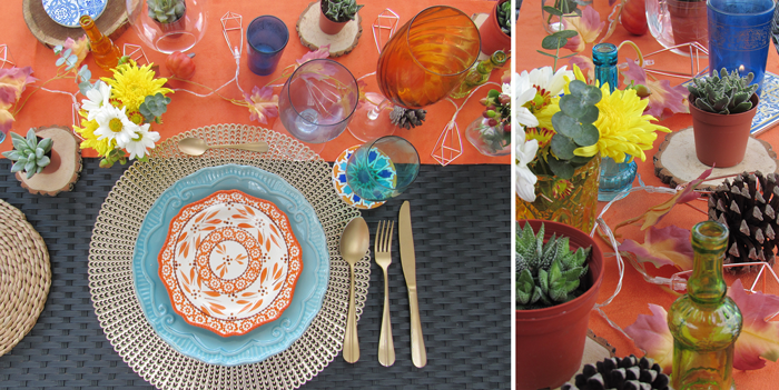 Valentina Vaguada: TIles, table setting, daysies, succulents, colours, granada, tableware