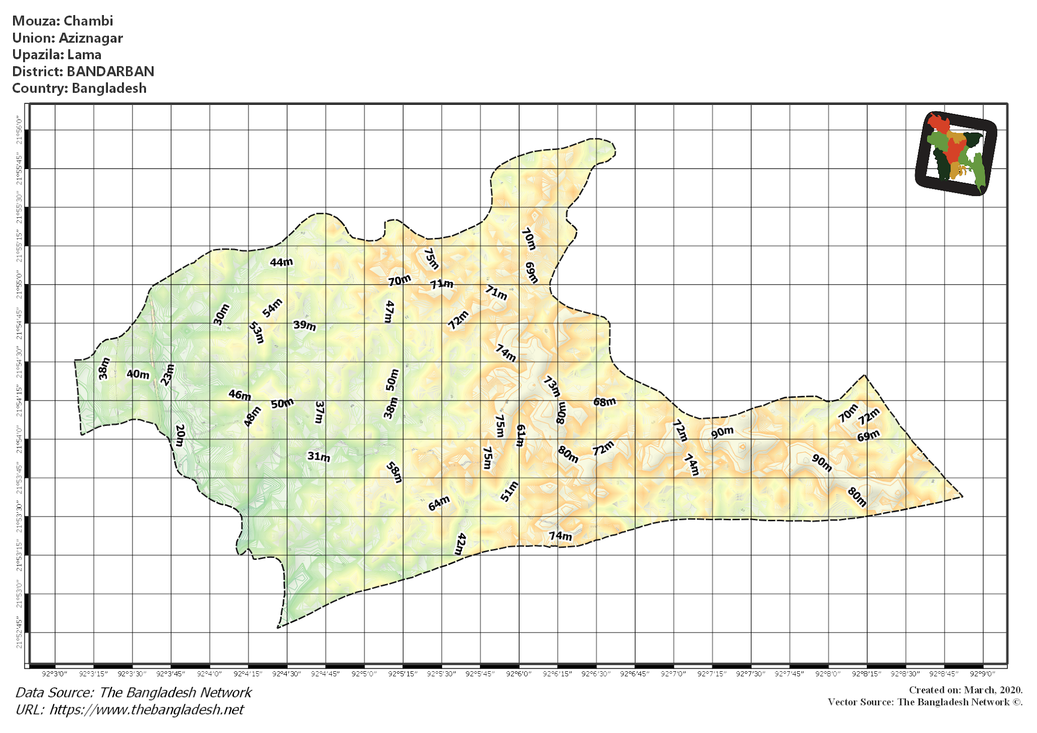 Map of Chambi Mouza of Lama Upazila, BANDARBAN Map of Chambi Mouza of Lama Upazila, BANDARBAN, Bangladesh.